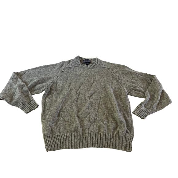 Bowen & Wright Gray 100% Wool Knit Pullover Sweater Men's Sz L Preppy Grunge - Picture 1 of 8